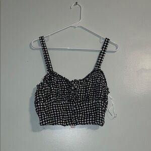 Hippie Rose Black and White Checkered Crop Top